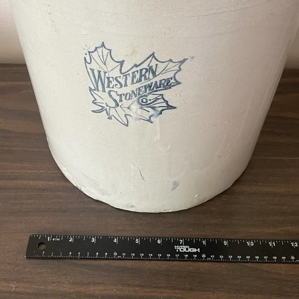 Antique Western Stoneware Co Maple Leaf Monmouth Illinois 5 Gallon Crock Pickle‎
